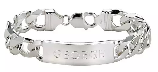 Sterling Silver Mens ID Bracelet