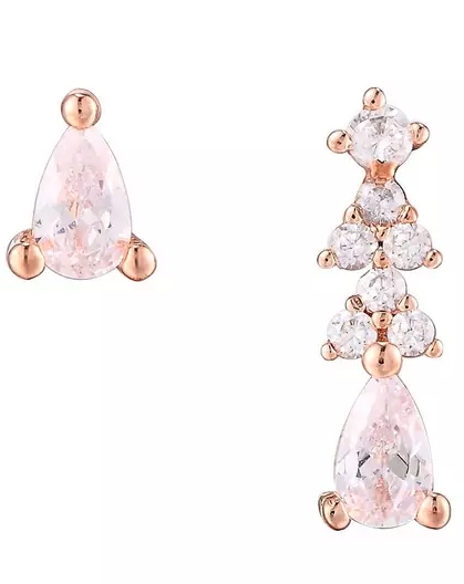 18ct Rose Gold Plated Sterling Silver Mismatched Cubic Zircona Earrings
