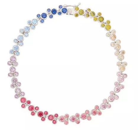 Disney Mickey Mouse Sterling Silver Rainbow Crystal Mickeys Bracelet