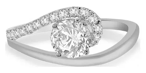 9ct White Gold Cubic Zirconia Cut Out Swirl Ring