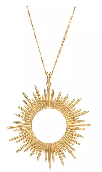 Rachel Jackson London Electric Goddess Large 22 Carat Gold Plated Statement Sun Necklace
