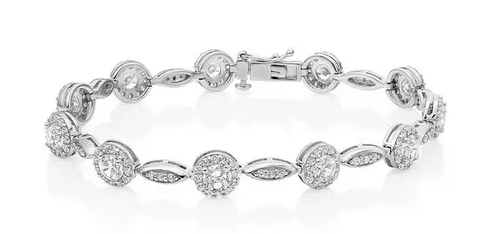 Silver Cubic Zirconia Halo Bracelet