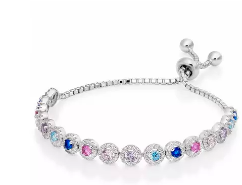 Beaverbrooks Silver Cubic Zirconia Multi-Coloured Slider Bracelet