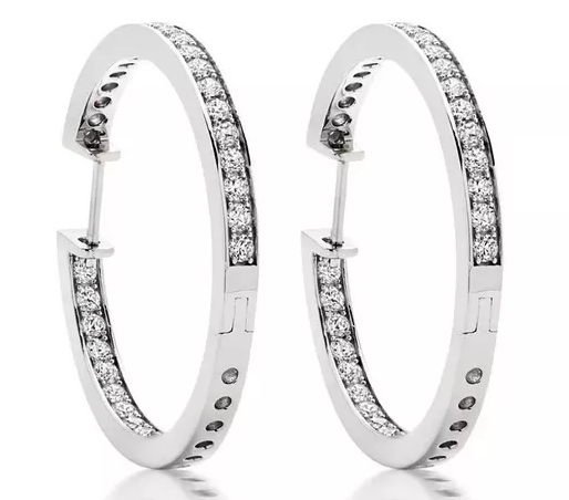Silver Cubic Zirconia Round Hoop Earrings