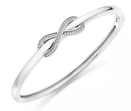 Silver Cubic Zirconia Infinity Bangle