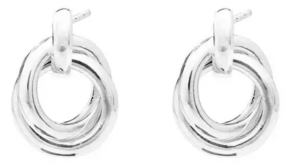 Sterling Silver Double Open Stud Drop Earrings
