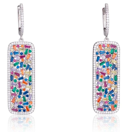 Rectangular baguette earring COLOR GLAM