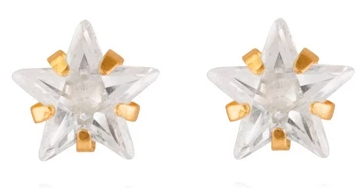 9ct gold 6mm star CZ stud earrings in a star gift box