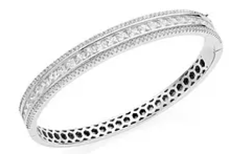 Silver Cubic Zirconia Triple Row Bangle