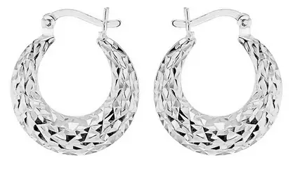 Rhodium Plated Sterling Silver Small Creole Hoop Earrings