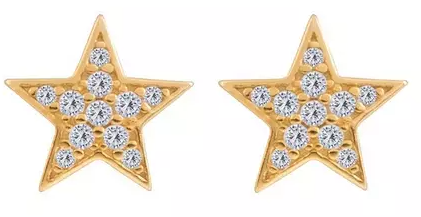 18ct Gold Plated Silver pav? Cubic Zirconia star stud earrings