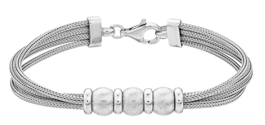 Sterling Silver Beaded Mesh Multi-Strand Bracelet