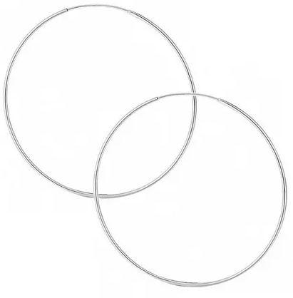 Sterling Silver 50mm Large Sleeper Slim Hoop Earrings