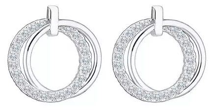 Double Open Polished and Cubic Zirconia Earrings