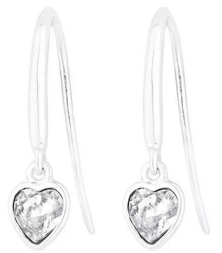 Clear Heart Drop Earrings Made With Swarovski Crystals