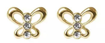 Love Gold 9ct Butterfly Crystal Stud Earrings With Gift Box