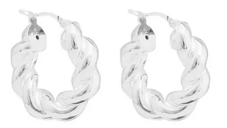 Sterling Silver 925 Polished Chubby Twist Hoop