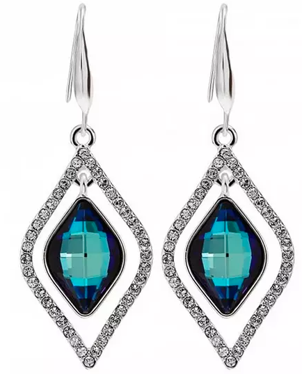 SW BERMUDA BLUE DIAMOND FRAME LEMON FANCY EARRING