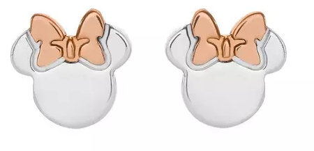 Disney Minnie Mouse Sterling Silver and Rose Gold Bow Stud Earrings