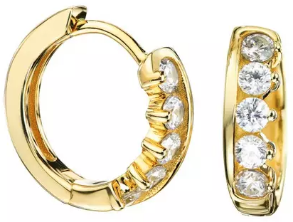 Gold Plated Sterling Silver Cubic Zirconia Huggie Hoop Earrings