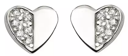 Sterling Silver Cubic Zirconia Double Heart Earrings