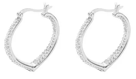 Sterling Silver Double Crystal Set Heart Shaped Creole Earrings