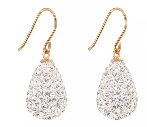 9ct Yellow Gold Crystal Teardrop Bomb Earrings