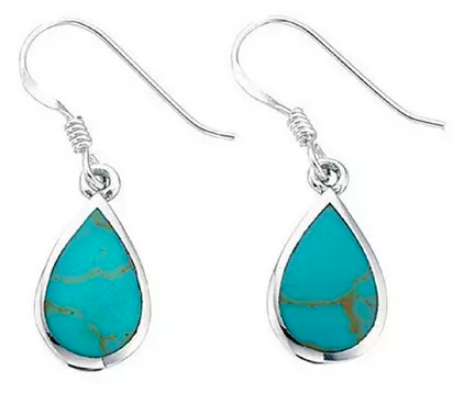 Sterling Silver Turquoise Teardrop Earring