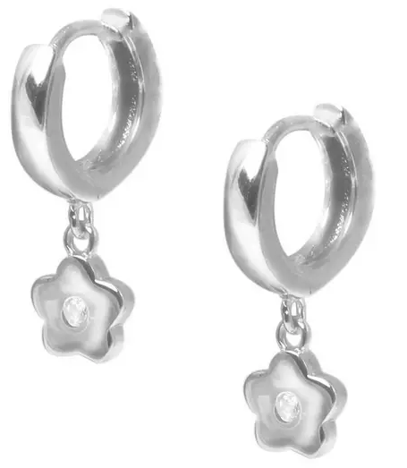 The Love Silver 11mm Cubic Zirconia Flower Charm Huggies