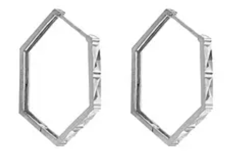Sterling Silver 30mm Diamond Cut Hexagonal Lever Back Hoop Earrings