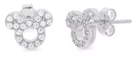 Disney Mickey Mouse Sterling Silver Open Crystal Stud Earrings