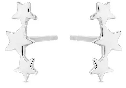 Simply Silver Polished Three Star Climber Earrings