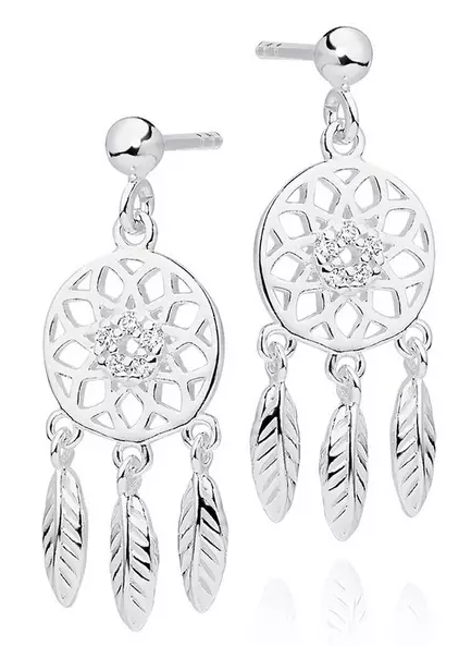 Silver Cubic Zirconia Dreamcatcher Earrings
