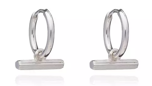 Rachel Jackson Mini T-Bar Huggie Hoops Silver